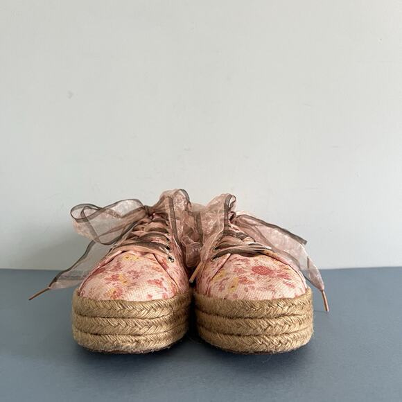 Superga x LoveShackFancy 2730 Tokyo Pink Floral Espadrille Platform Sneakers - Picture 4 of 12